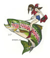 Fish Cowgirl Stickers